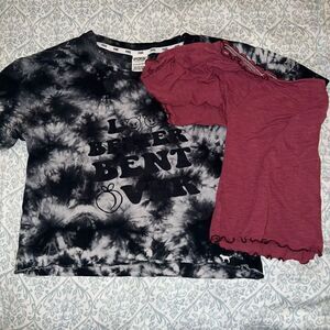 American Eagle soft and sexy off the shoulder blouse and PINK crop T-shirt bundl